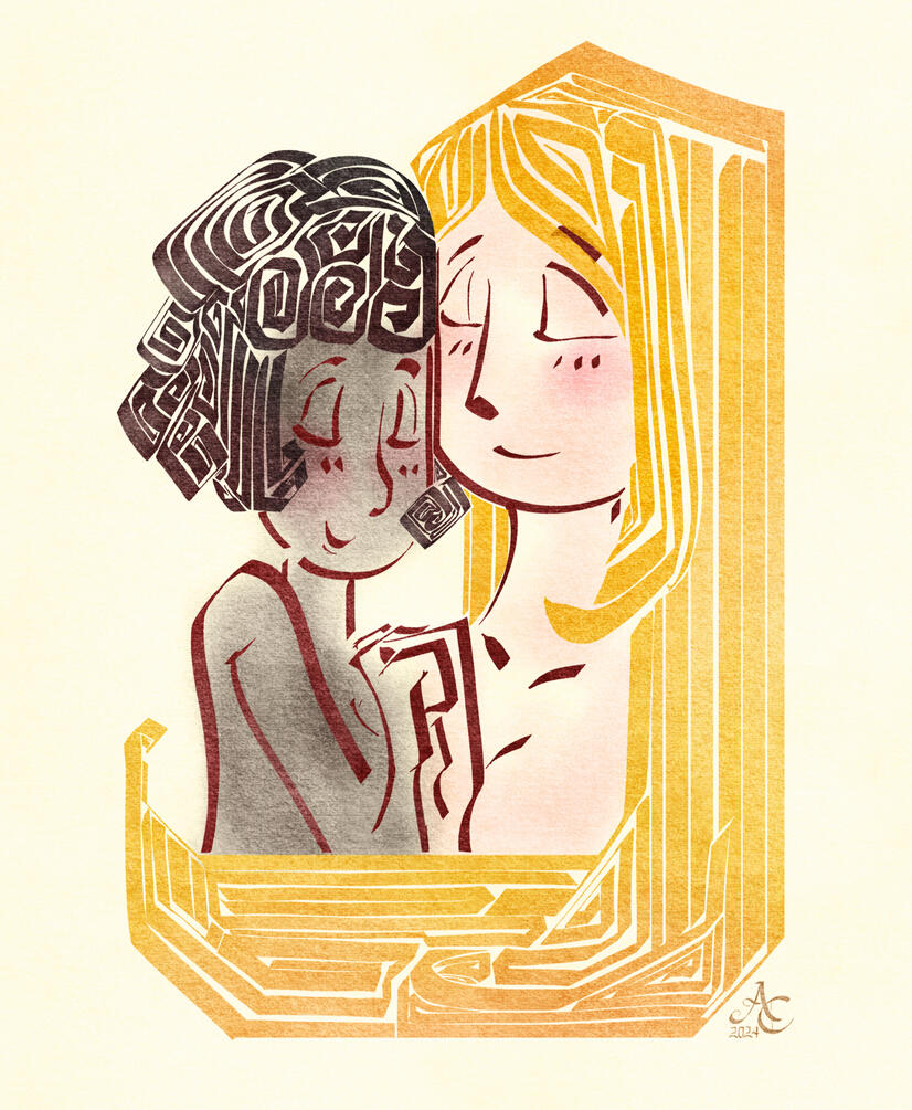 Calligraphy portrait angel
